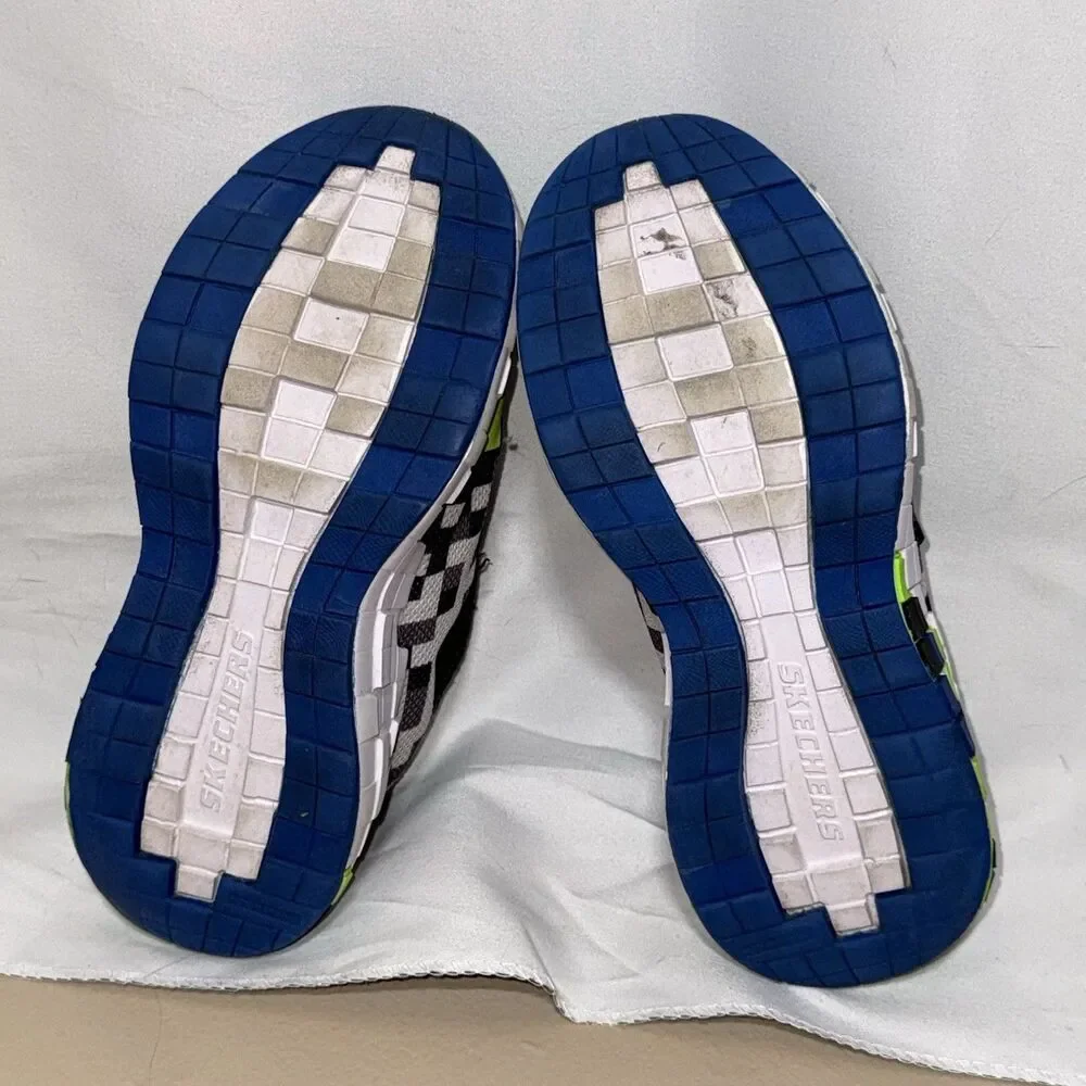Skechers MEGA-CRAFT Boys Children’s Youth Sneakers Size 3 Blue Green Blocks